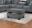 Dark Gray Plush Microfiber Living Room Furniture 3-PCS Reversible Sectional Sofa Set Sofa w Cup Holder Reversible Chaise And Storage Ottoman