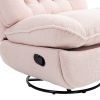 360° Swivel Recliner Adjustable Chair Chenille Glider Swivel Reclining Sofa Chair with Black Metal Round Base - Pink
