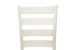 White Classic 2pcs Dining Chairs Set Rubberwood Beige Fabric Cushion Seats Ladder Backs Dining Room Furniture Side Chair