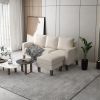 Modern Living Room Furniture L Shape Sofa with Ottoman in Beige Fabric