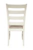 White Classic 2pcs Dining Chairs Set Rubberwood Beige Fabric Cushion Seats Ladder Backs Dining Room Furniture Side Chair