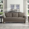 Modern Living Room Sofa Set 2pcs Comfort Sofa Loveseat Plush Seatbacks Tufted Detail Brown Velvet Upholstery Solid Wood Frame Furniture