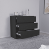 Austin Three Drawer Dresser; Pull Out Mechanism-Black