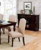 Transitional Antique Cherry Beige Set of 2pc Side Chairs Padded Fabric Turned Legs Dining Room Furniture