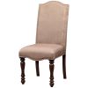 Transitional Antique Cherry Beige Set of 2pc Side Chairs Padded Fabric Turned Legs Dining Room Furniture