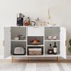 Storage cabinet Wave pattern 2 door With drawers buffets & sideboards for living room, dining room, bedroom , hall, white, 47.2''w x 15.8''d x 33.5''h