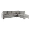 3-Piece Reversible Sectional with Chaise Ottoman Tufted Detail Taupe Microfiber Upholstered Modern Living Room Furniture L-Shape Sofa