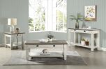 Rosy Brown and Antique White Finish 1pc Sofa Table with 2 Drawers Bottom Shelf Wooden Living Room Furniture