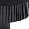 31.49'' Nesting Round Wood Coffee table for Apartment, Modern Living Room Coffee Table with Sturdy Pedestal ,BLACK