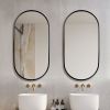Wall Mounted Mirror 36"x18" Oval Bathroom Mirror Black Vanity Wall Mirror Pre-Set Hooks for Vertical or Horizontal Hang Ideal for Bedroom,Bathroom