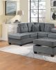 Dark Gray Plush Microfiber Living Room Furniture 3-PCS Reversible Sectional Sofa Set Sofa w Cup Holder Reversible Chaise And Storage Ottoman