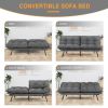Sofa bed, Living room sofa bed, folding furniture, convertible full size sofa with adjustable back and armrests, linen, dark grey