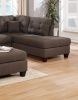 Modern 3pc Sectional Sofa Set Reversible Chaise Sofa Ottoman Black Coffee Polyfiber Linen Like Fabric Living Room Furniture Couch
