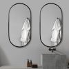 Wall Mounted Mirror 36"x18" Oval Bathroom Mirror Black Vanity Wall Mirror Pre-Set Hooks for Vertical or Horizontal Hang Ideal for Bedroom,Bathroom