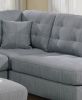 Modern 3pc Sectional Sofa Set Reversible Chaise Sofa Ottoman Gray Linen Like Fabric Living Room Furniture Couch