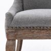 A&A Furniture,Ultra Side Dining Chair, Thickened fabric chairs with neutrally toned solid wood legs, Bronze nail head, Set of 2, Gray
