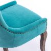 A&A Furniture,Ultra Side Dining Chair, Thickened fabric chairs with neutrally toned solid wood legs, Bronze nail head, Set of 2, Blue