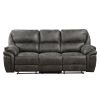 Plush Modern Design Living Room Reclining Sofa Gray Microfiber Upholstery Solid Wood Frame Furniture 1pc