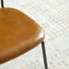 Brown modern simple style dining chair PU leather black metal pipe PP back dining room furniture chair set of 2