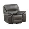 Plush Modern Design Living Room Power Reclining Chair Gray Microfiber Upholstery USB port Solid Wood Frame Furniture 1pc
