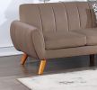 Contemporary 2-Pcs Sectional Set Living Room Furniture Light Brown Velvet Couch Left Facing Sofa, Right Facing Chaise Plush Cushion