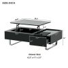[VIDEO provided] ON-TREND Multi-functional Coffee Table with Lifted Tabletop, Contemporary Cocktail Table with Metal Frame Legs, High-gloss Surface Di