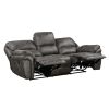 Plush Modern Living Room Sofa Set 3pc Reclining Sofa Loveseat Rocker Reclining Chair Gray Microfiber Upholstery Solid Wood Frame Furniture
