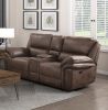 Plush Modern Living Room Sofa Set 2pc Reclining Sofa and Loveseat Brown Microfiber Upholstery Solid Wood Frame Furniture