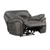 Plush Modern Design Living Room Power Reclining Chair Gray Microfiber Upholstery USB port Solid Wood Frame Furniture 1pc