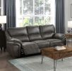 Plush Modern Design Living Room Reclining Sofa Gray Microfiber Upholstery Solid Wood Frame Furniture 1pc