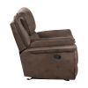 Plush Modern Design Living Room Rocker Reclining Chair Brown Microfiber Upholstery Solid Wood Frame Furniture 1pc