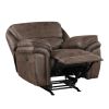 Plush Modern Design Living Room Rocker Reclining Chair Brown Microfiber Upholstery Solid Wood Frame Furniture 1pc