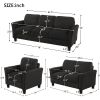 Living Room Sets Furniture Armrest Sofa Single Chair Sofa Loveseat Chair 3-Seat Sofa (ChairLoveseat Chair&3-Seat Sofa, Black)