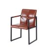 Brown modern european style dining chair PU leather black metal pipe dining room furniture chair set of 2