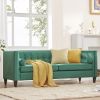 78'' Mid-Century Velvet Sofa, Couch Furniture with Bolster Pillows, Button Tufted Couch for Living Room, Tool-Free Assembly, Green