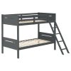 Grey Twin/Twin Bunk Bed with Built-in Ladder