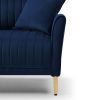 2 Pieces Sectional Sofa Set for Living Room, Velvet Tufted Couch Sofa With Metal Legs, 2 Piece Loveseat and Sofa, Furniture Set,Blue Velvet