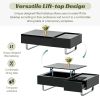 [VIDEO provided] ON-TREND Multi-functional Coffee Table with Lifted Tabletop, Contemporary Cocktail Table with Metal Frame Legs, High-gloss Surface Di