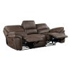 Plush Modern Design Living Room Reclining Sofa Brown Microfiber Upholstery Solid Wood Frame Furniture 1pc