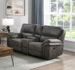 Plush Modern Living Room Sofa Set 3pc Reclining Sofa Loveseat Rocker Reclining Chair Gray Microfiber Upholstery Solid Wood Frame Furniture