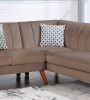 Contemporary 2-Pcs Sectional Set Living Room Furniture Light Brown Velvet Couch Left Facing Sofa, Right Facing Chaise Plush Cushion