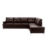 Contemporary Brown 3pc Sectional Sofa with RSF Chaise Ottoman Tufted Detail Faux Leather Upholstered Solid Wood Living Room Furniture L-Shape Sofa Cha