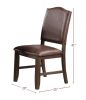 Classic Design Brown / Rustic Espresso Finish Faux Leather Set of 2 Side Chairs Dining Room Furniture Rubber wood Foam Cushion