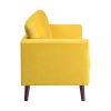 Modern Contemporary 2pc Sofa Set Yellow Sofa Loveseat Velvet Upholstery Dark Brown Legs Solid Wood Living Room Furniture