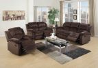Comfortable Motion Sofa 1pc Couch Living Room Furniture Chocolate Padded Suede Plush Cushion Metal Reclining