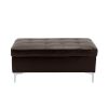 Contemporary Brown 3pc Sectional Sofa with RSF Chaise Ottoman Tufted Detail Faux Leather Upholstered Solid Wood Living Room Furniture L-Shape Sofa Cha
