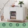 Storage cabinet Wave pattern 2 door With drawers buffets & sideboards for living room, dining room, bedroom , hall, white, 47.2''w x 15.8''d x 33.5''h
