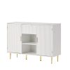 Storage cabinet Wave pattern 2 door With drawers buffets & sideboards for living room, dining room, bedroom , hall, white, 47.2''w x 15.8''d x 33.5''h