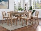 Transitional Set of 2 Counter Height Chairs Natural Tone And Beige Solid wood Chair Padded Leatherette Upholstered Seat Kitchen Dining Room Furniture