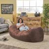 Jasper Traditional 8 Foot Cylindrical Suede Bean Bag, Brown